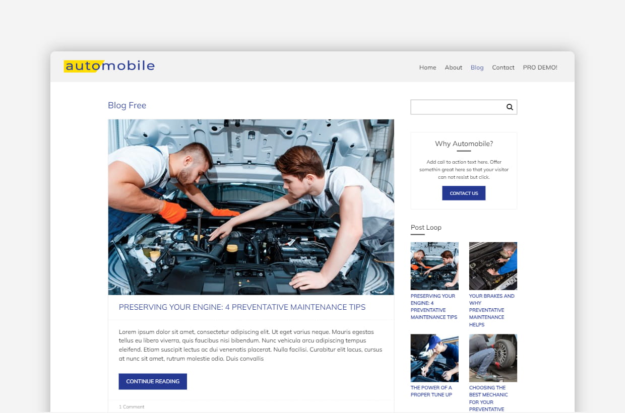 Free Automobile WordPress Template