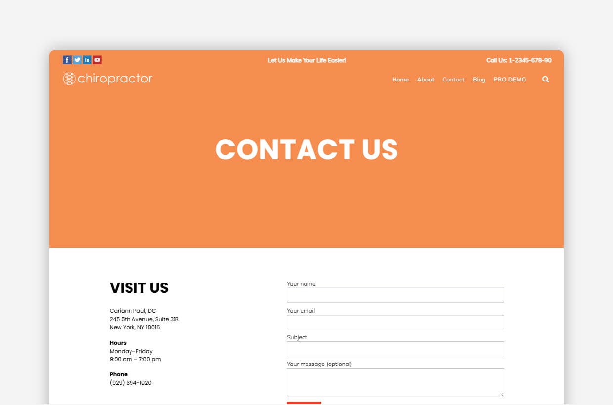 Free Chiropractor WordPress Template