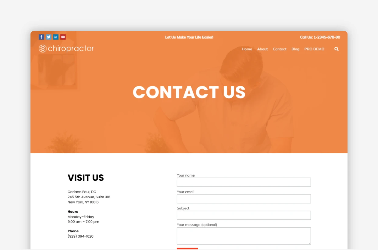 Free Chiropractor WordPress Template