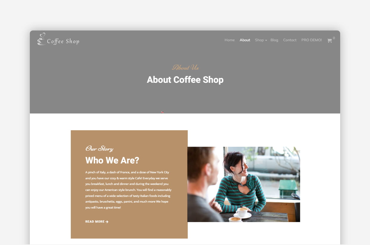 Free Coffee Shop WP Theme