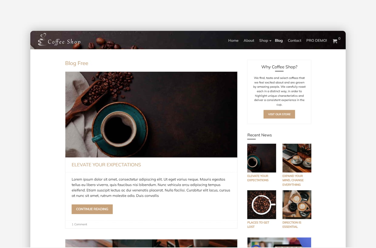 Free Coffee House WP Template