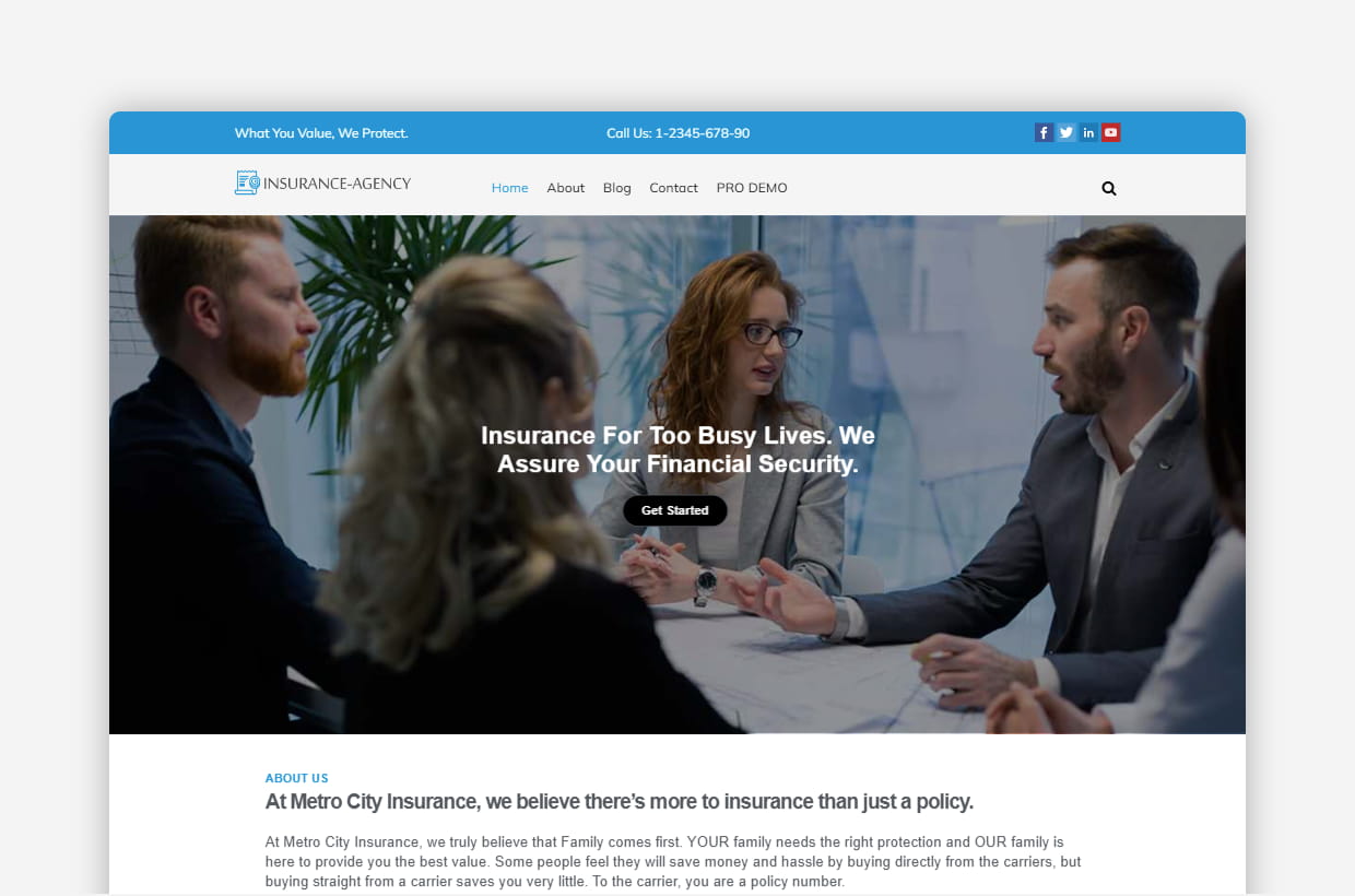 Free Insurance Agency WordPress Theme