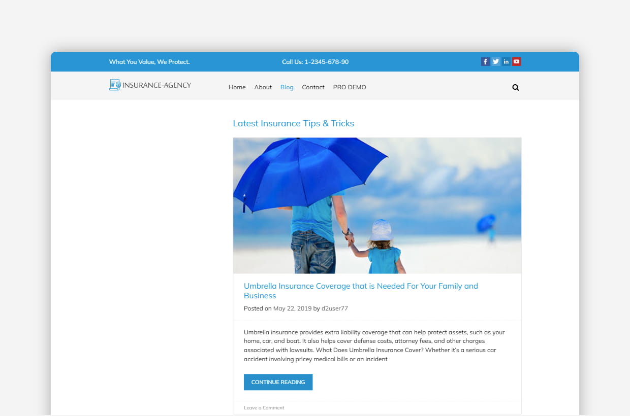 Free Insurance Agency WordPress Template