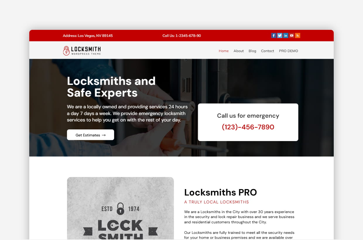 Free Locksmith WordPress Theme