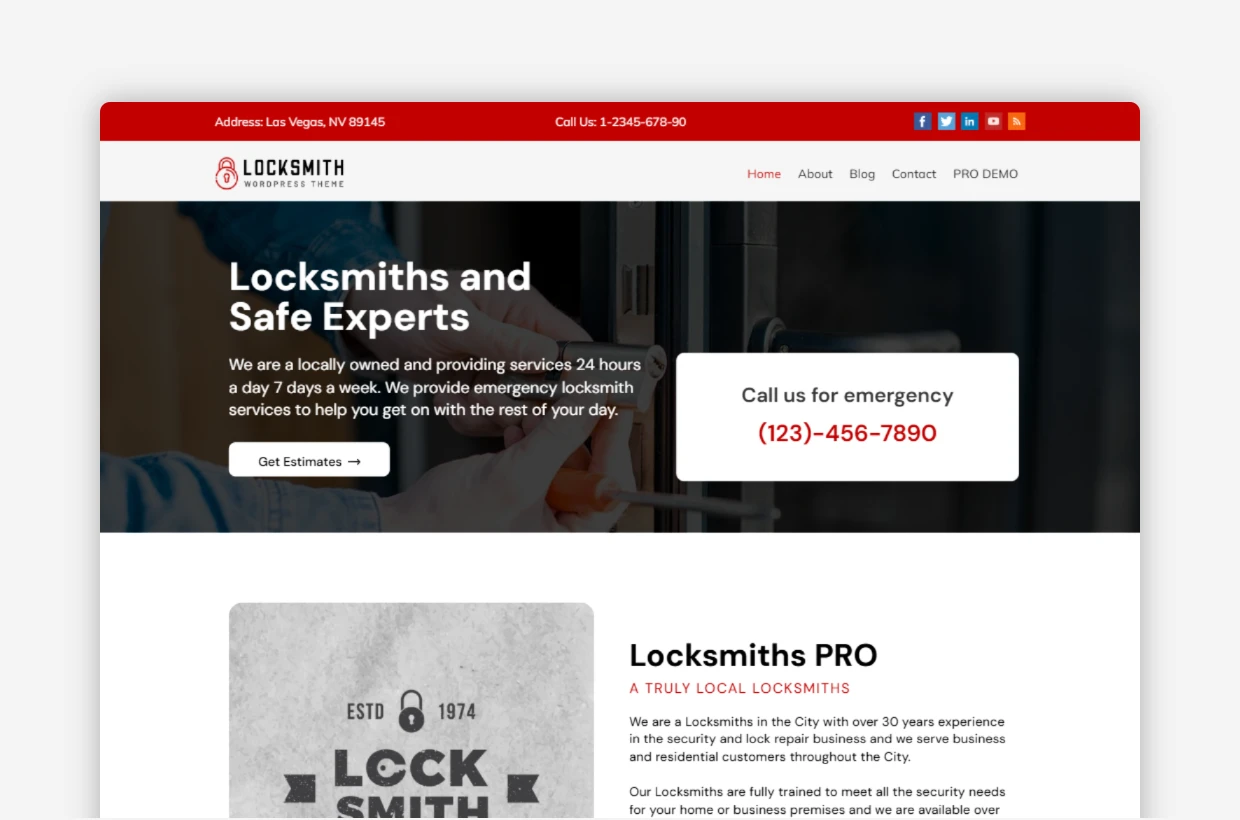 Free Locksmith WordPress Theme