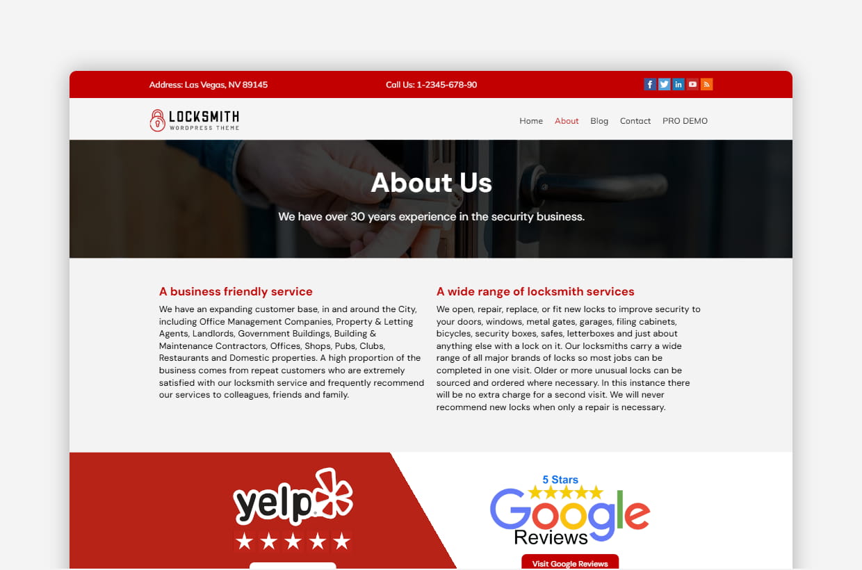 Free Locksmith WP Theme