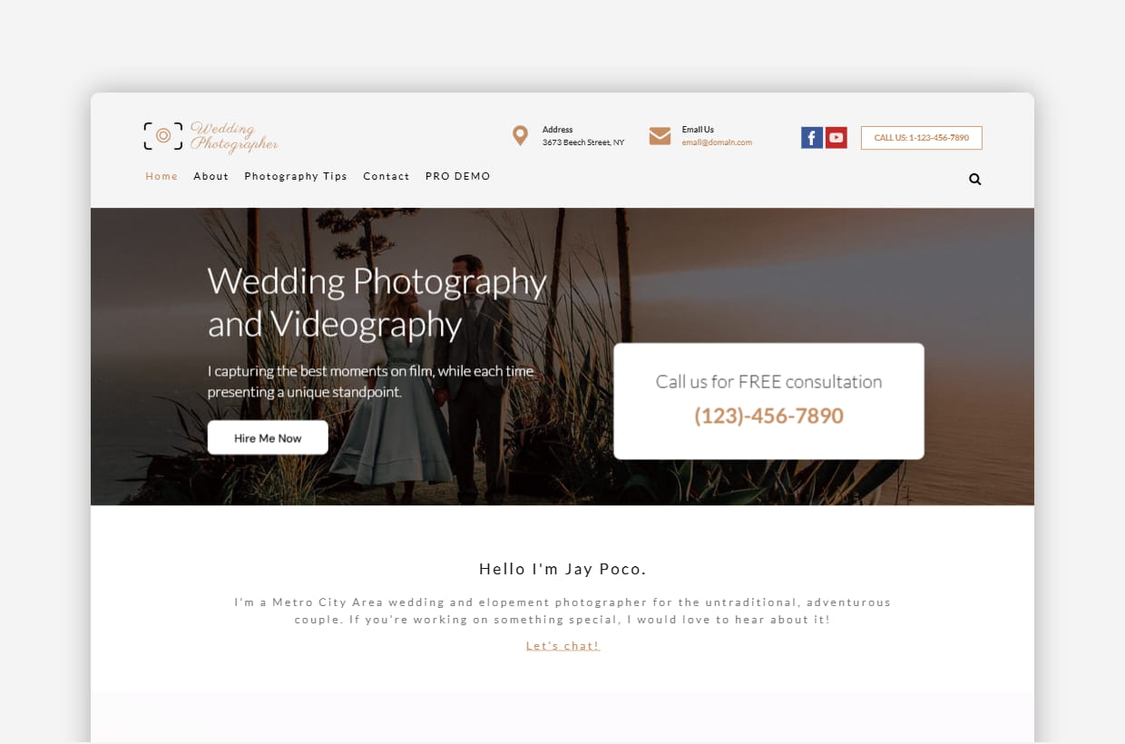 Free Wedding Photographer WordPress Theme