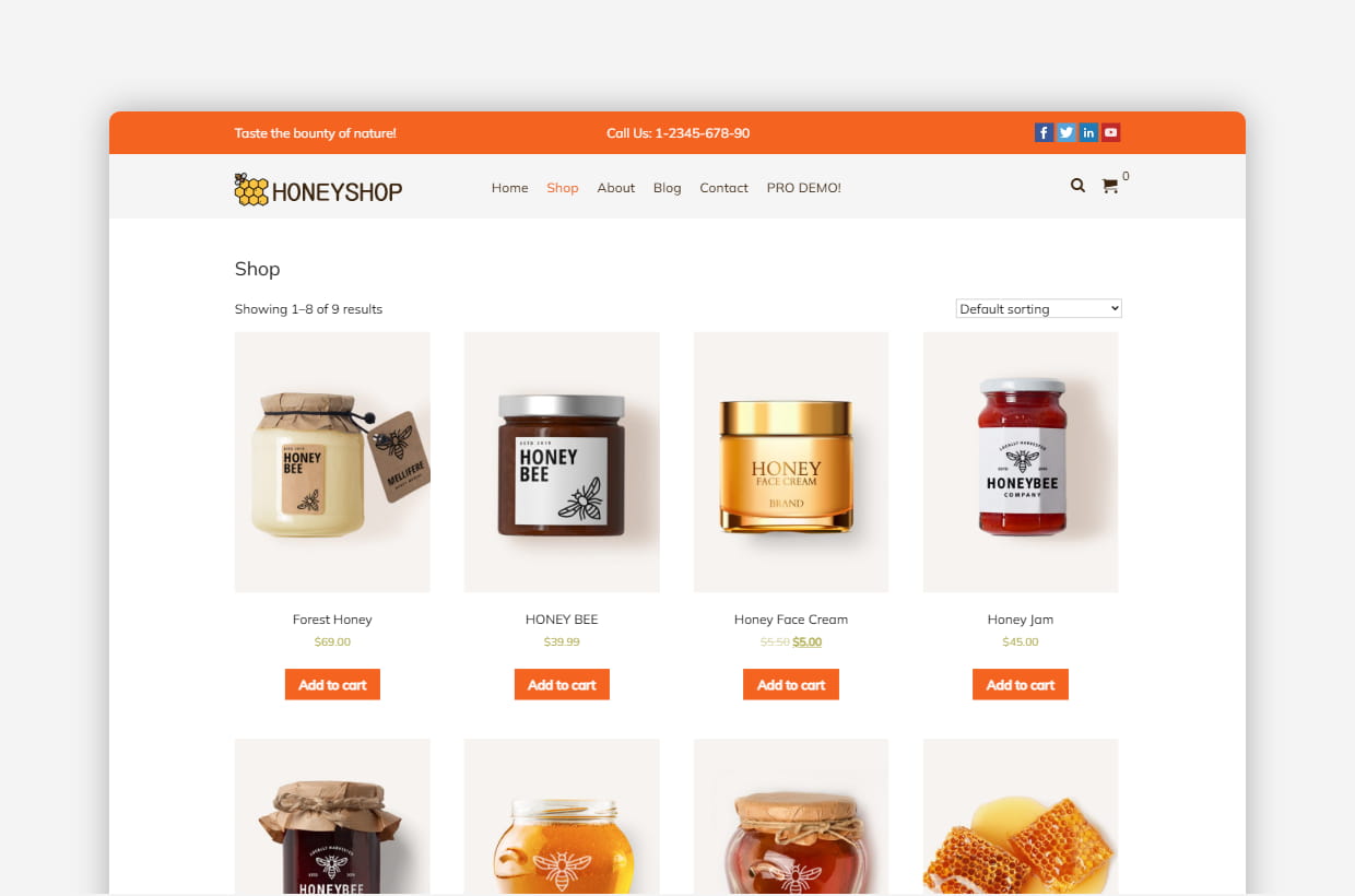 Free Honey Shop WP Theme