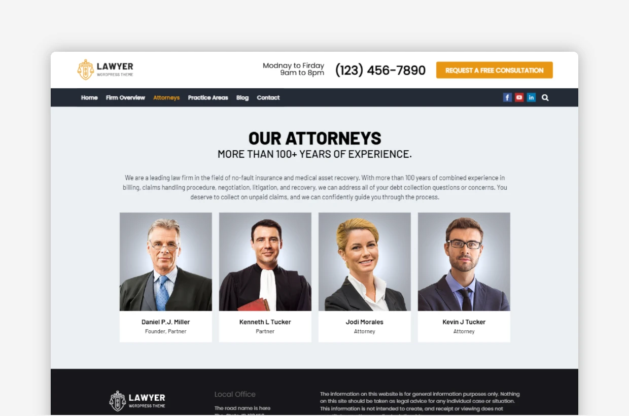 Free Law Firm WordPress Template