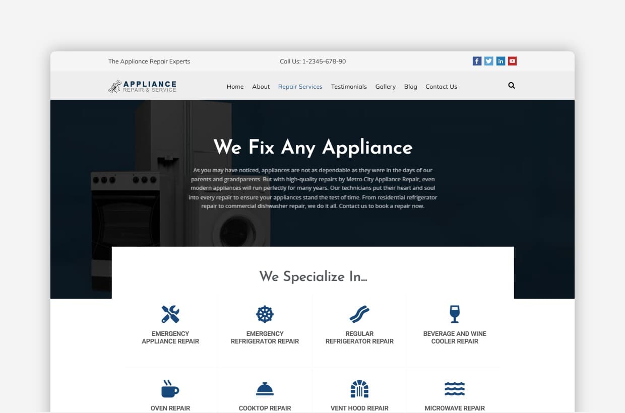 Appliance Repair WordPress Template