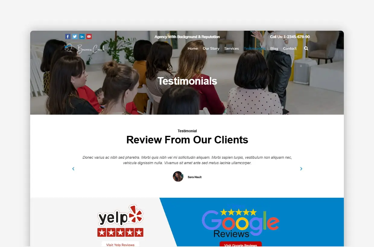 premium business coach wp template