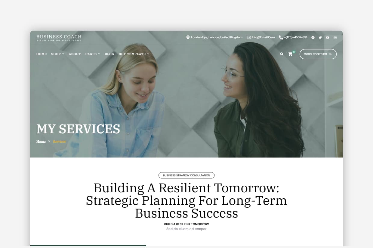 Business Coach WordPress Template