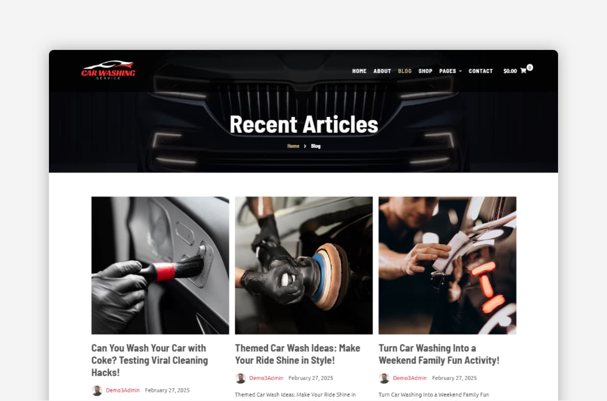 Car Wash WP Template