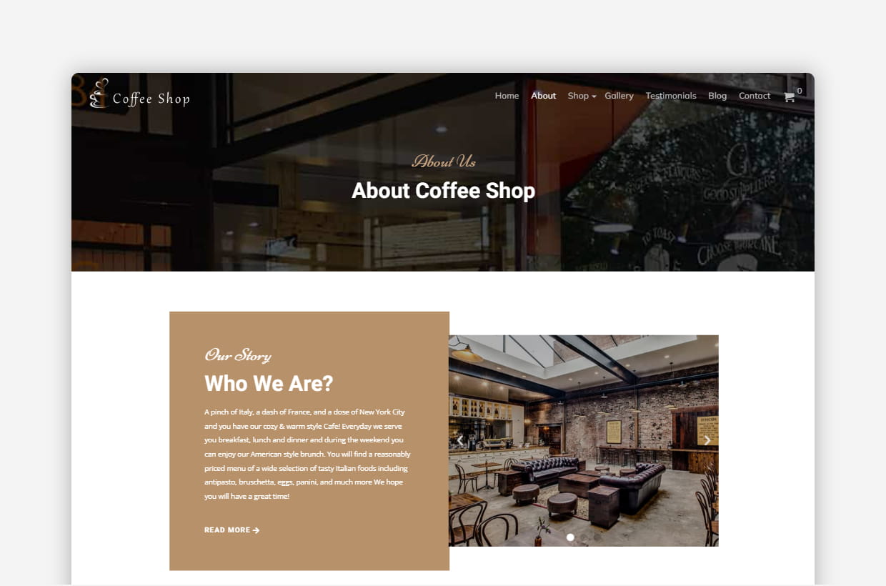 premium coffee shop wp theme