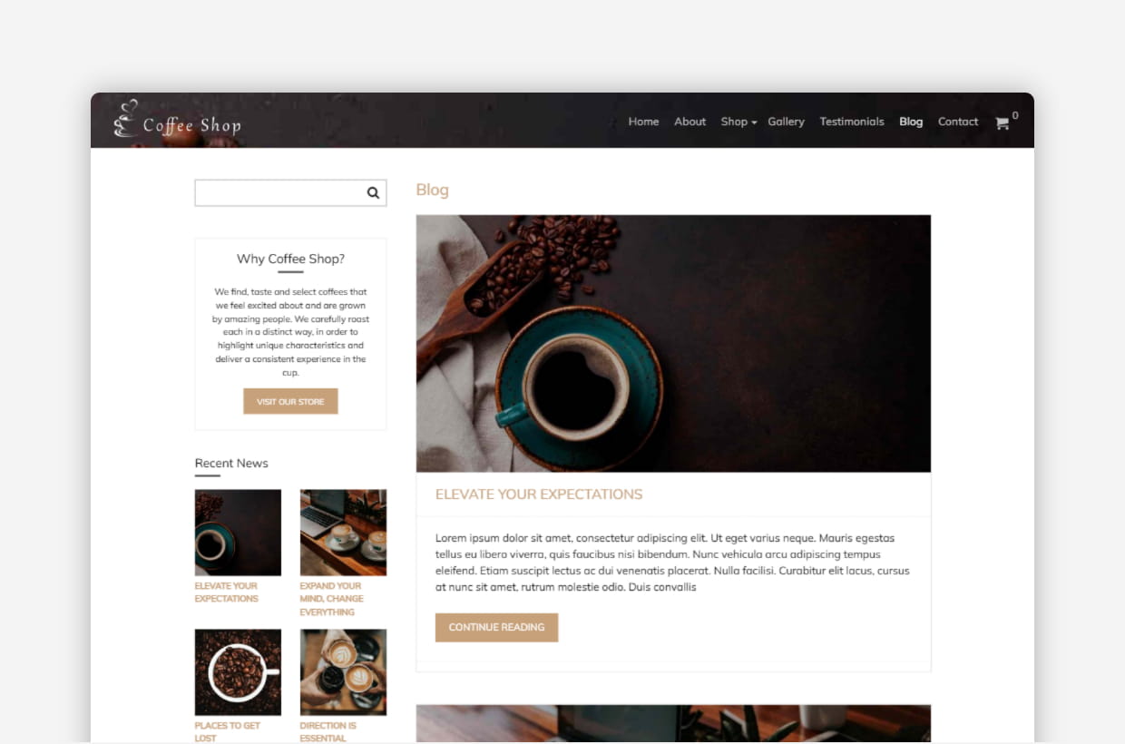 premium coffee house wp theme