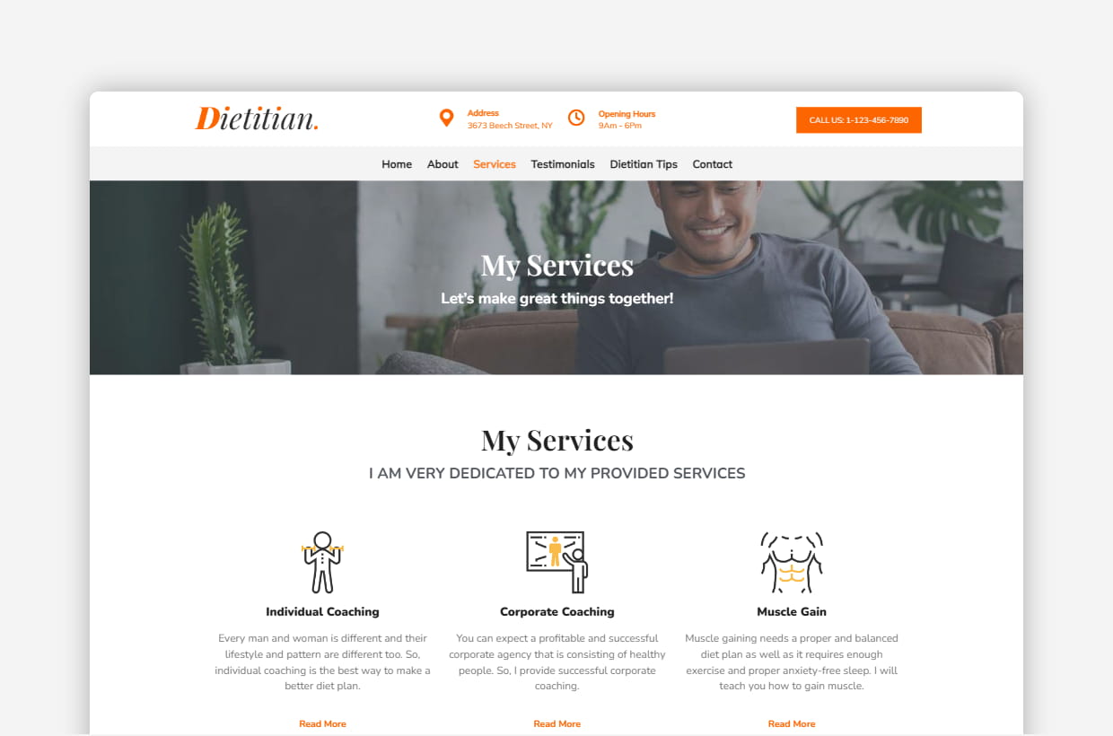 premium diet & nutrition wordpress template