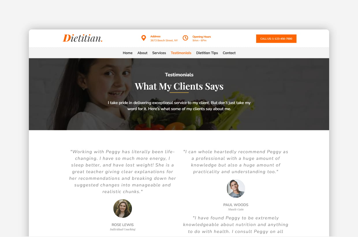 premium diet & nutrition wp template