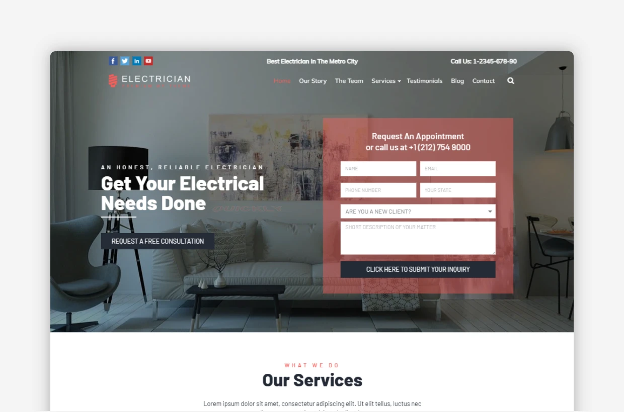 Electrician WordPress Theme