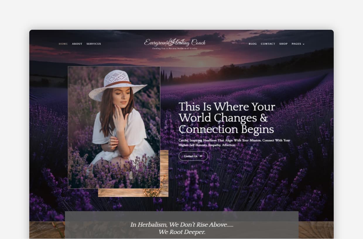 Wellness Coach WordPress Theme – Evergreen Healing Coach