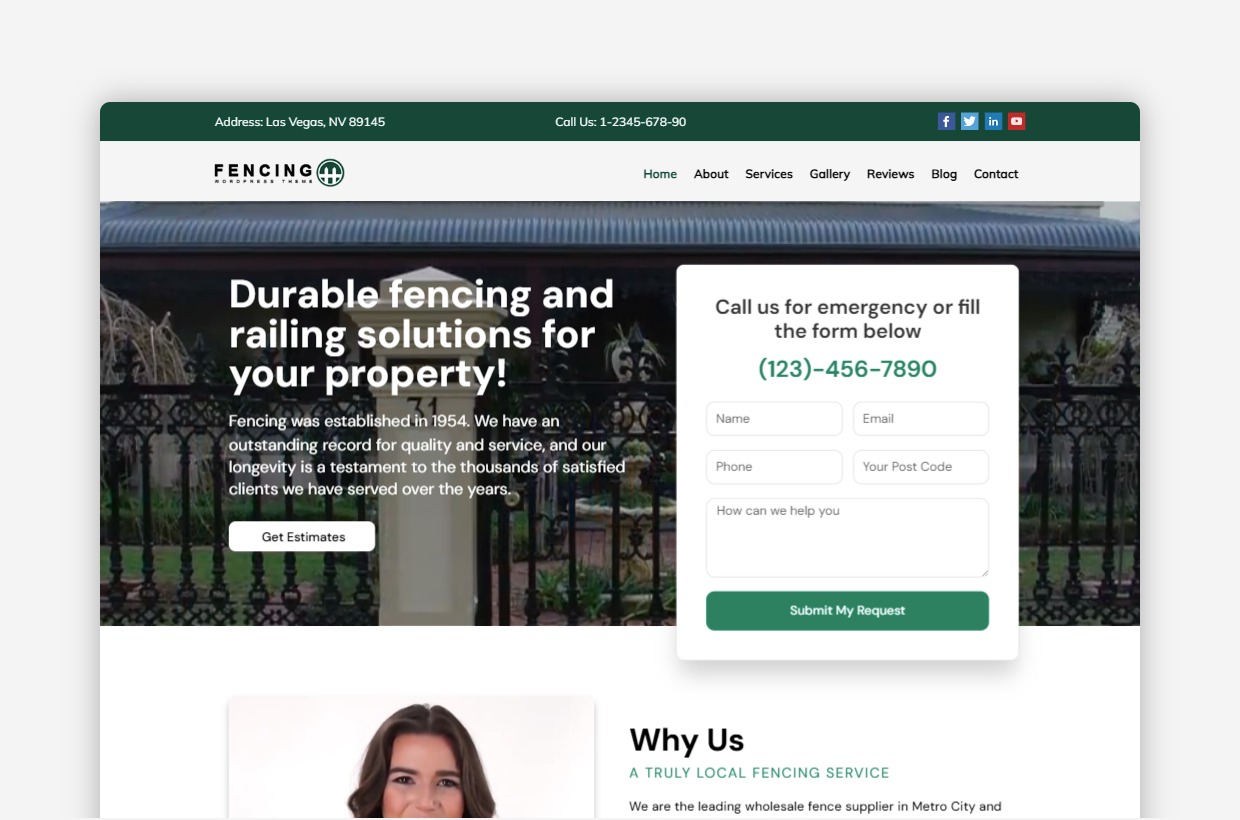 Fencing Service WordPress Theme - Fencing Website Template