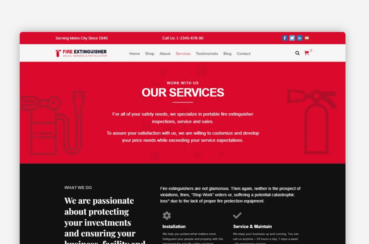 Fire Extinguisher WordPress Template