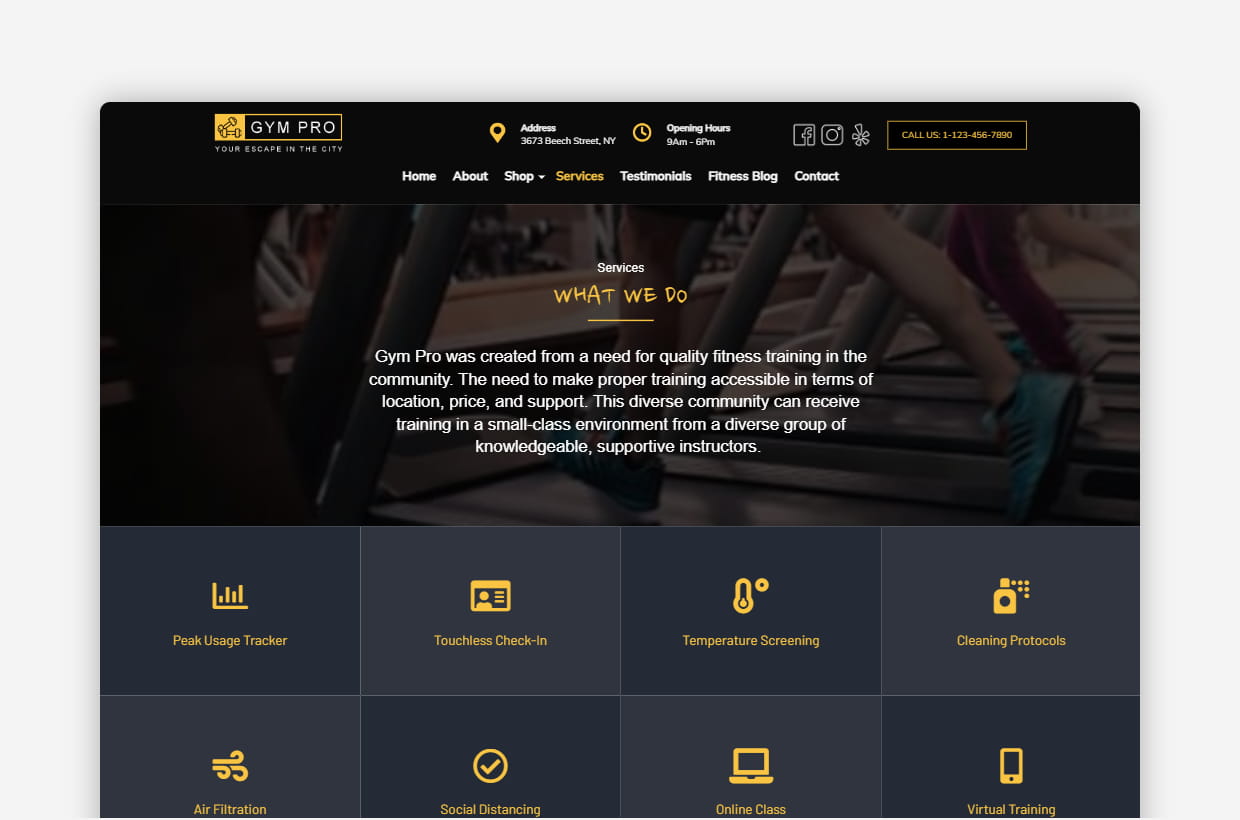 premium gym wp template