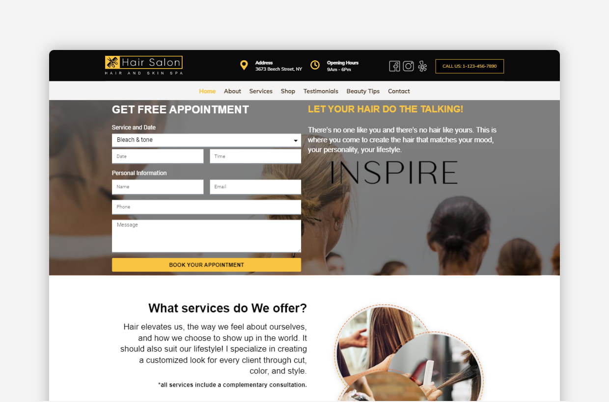 Hair Salon WordPress Theme – Hair Salon Pro