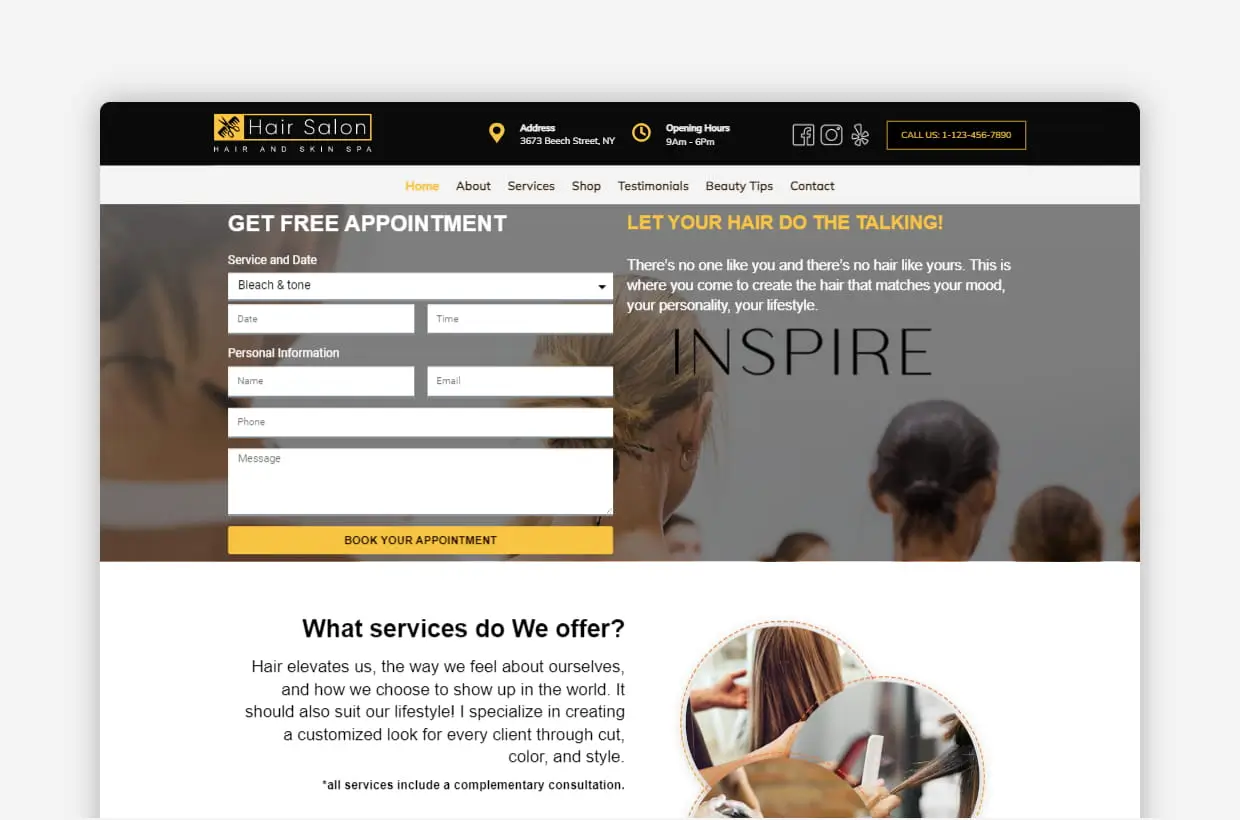Hair Salon WordPress Theme – Hair Salon Pro