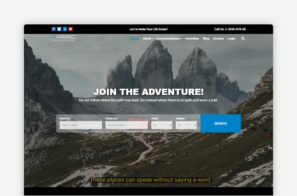 Hiking WordPress Theme- Adventure, Tours & Travel Website Template