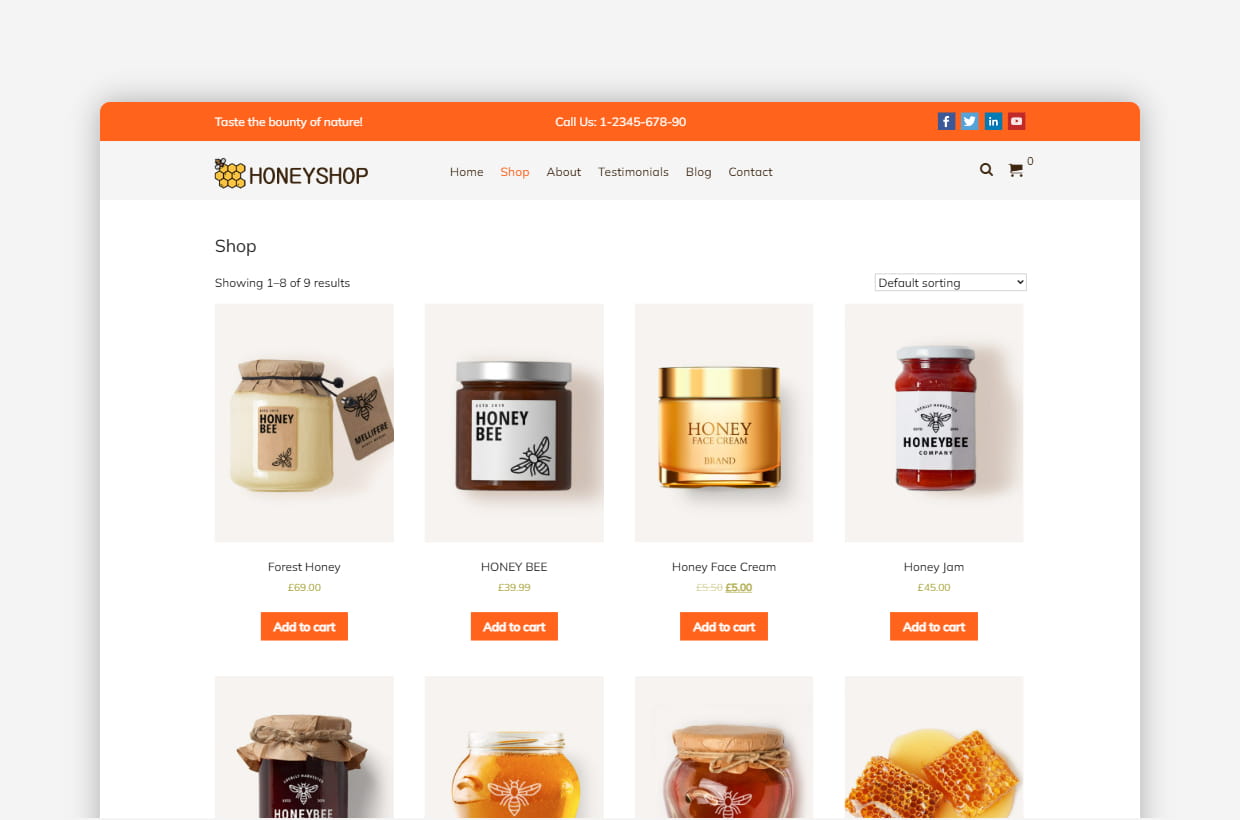 premium honey shop wp theme