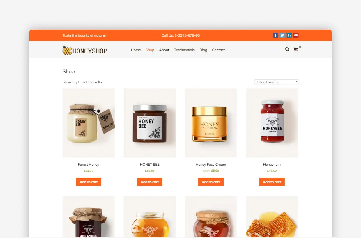 premium honey shop wp theme