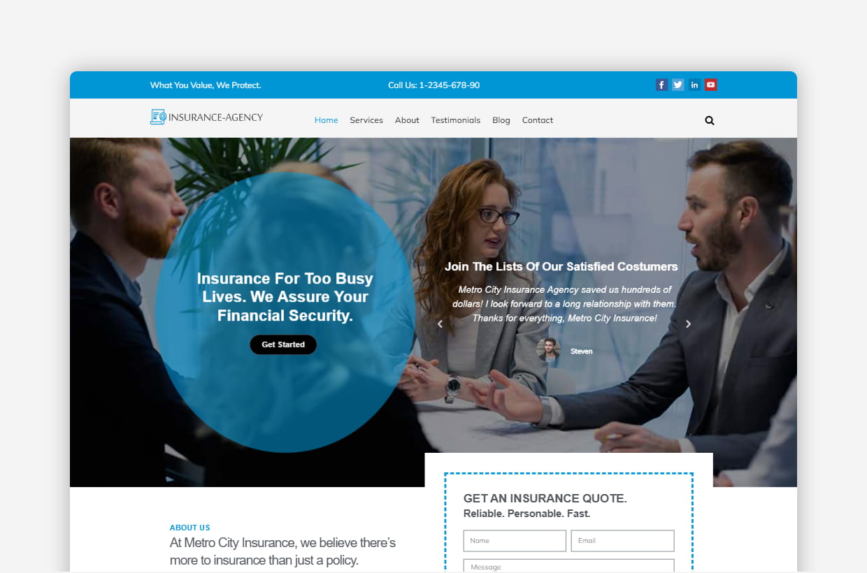 Secure, Reliable, and SEO-Optimized: Insurance Agency WordPress Theme