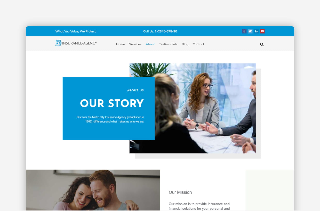 Premium Insurance Agency WordPress  Template