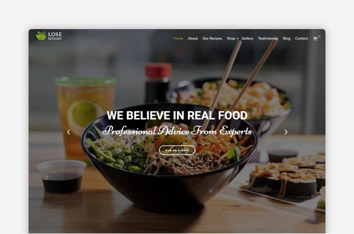 Lose Weight: Fitness Nutrition WordPress Theme