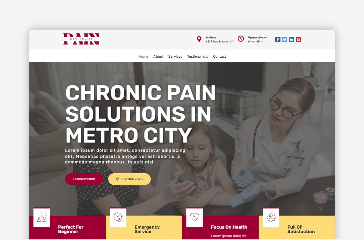 Pain Management WordPress Theme - Physiotherapy & Health Template