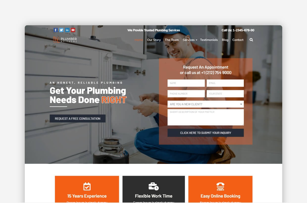 Plumber WordPress Theme : Website Template For Plumbing