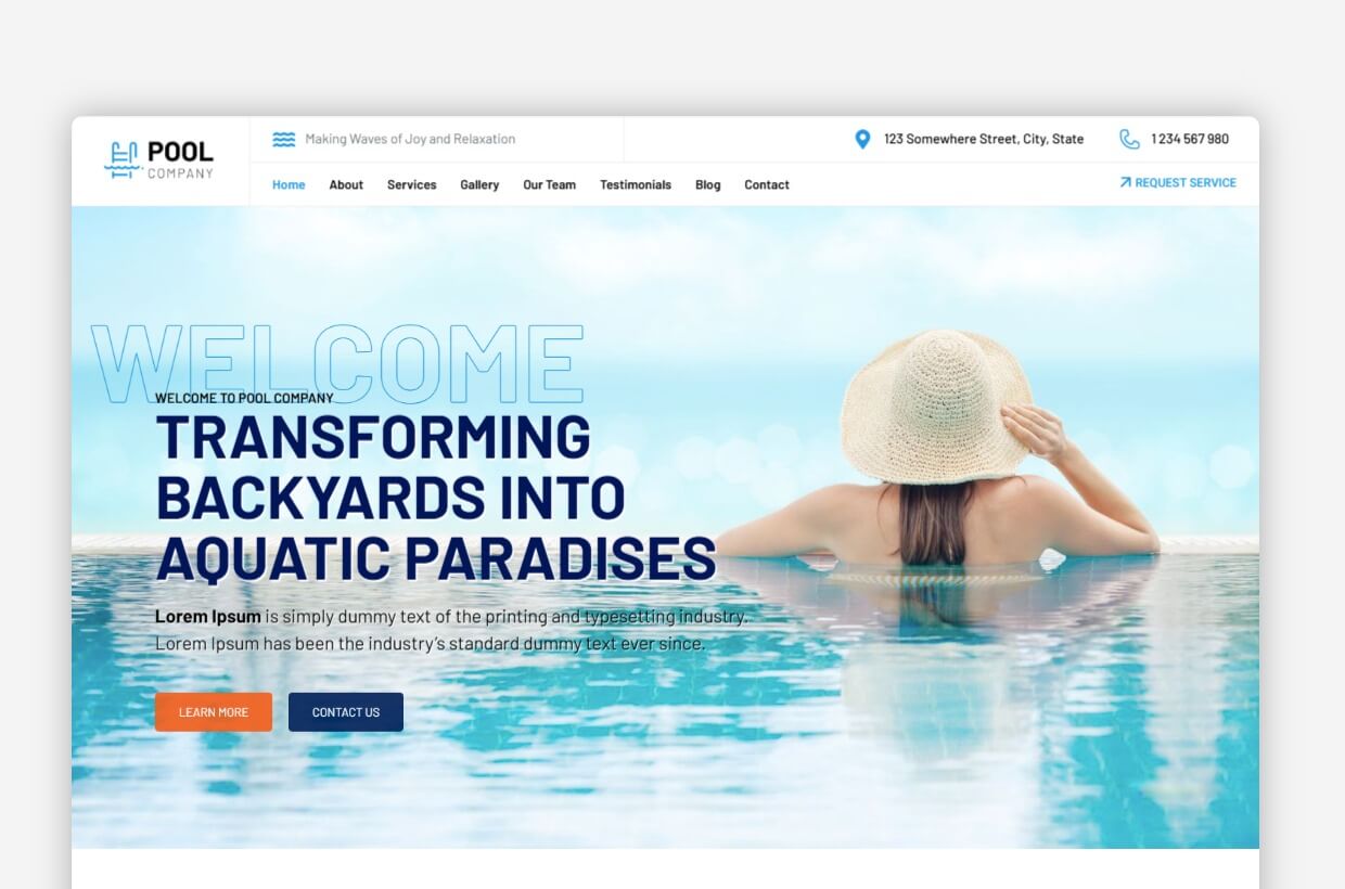 Pool Company WordPress Theme