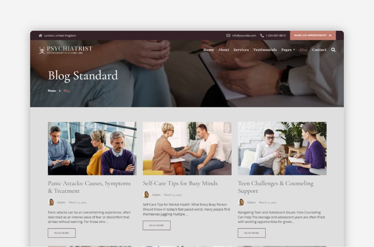 Psychologist WordPress Theme