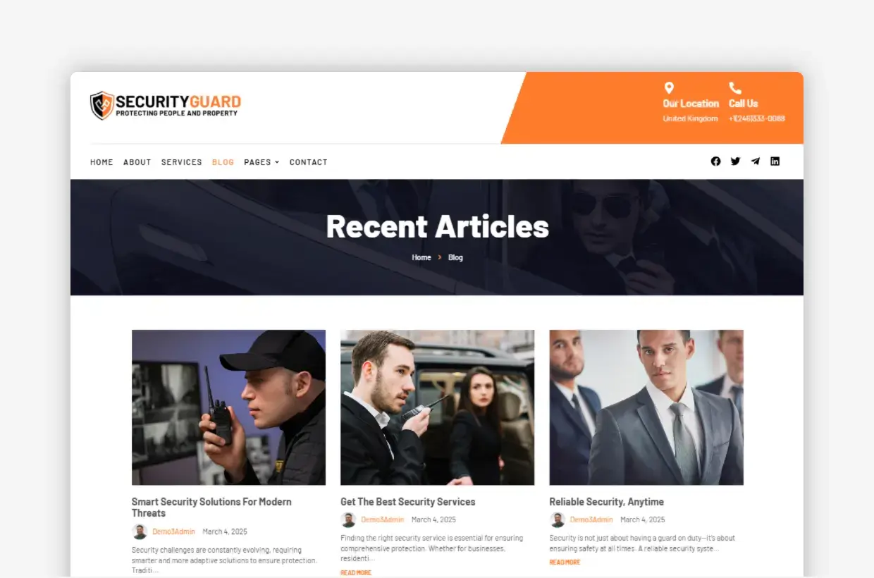 Security Agency WP Template