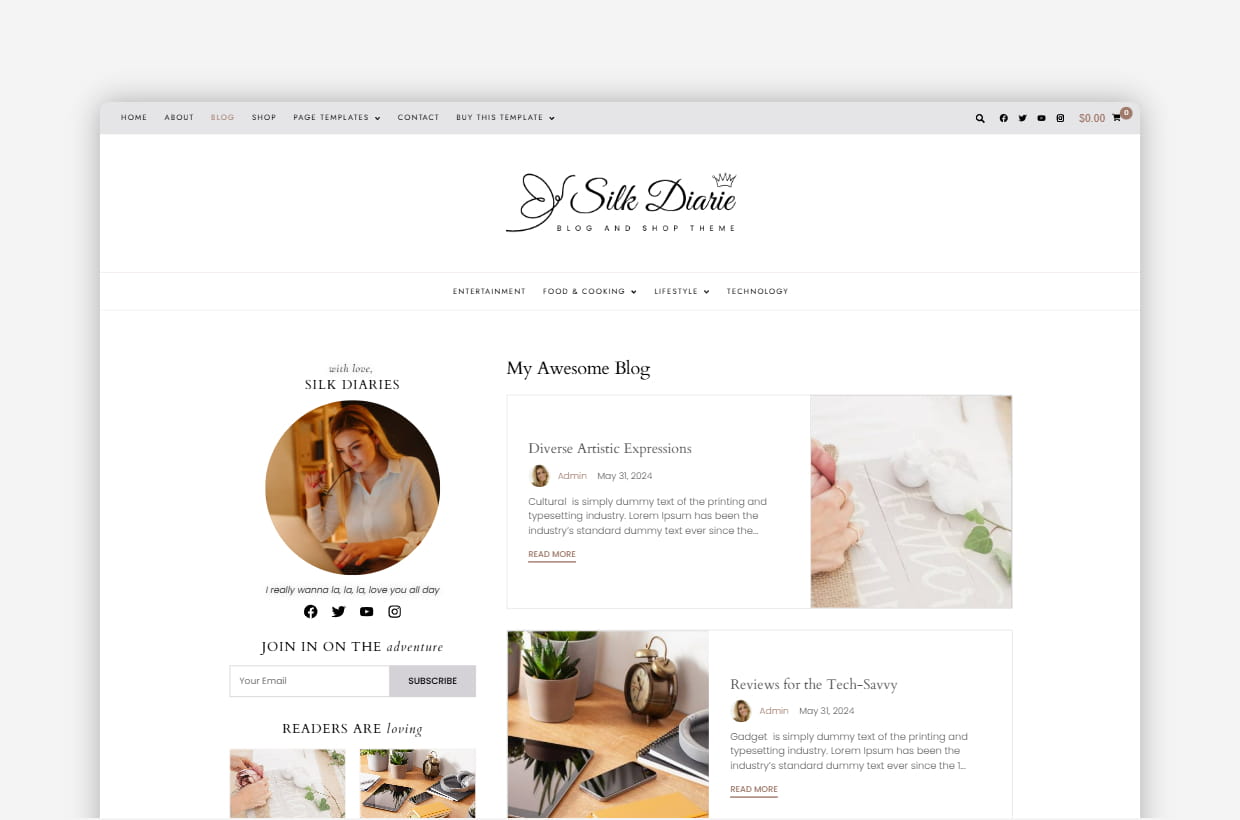 responsive blog wordpress template