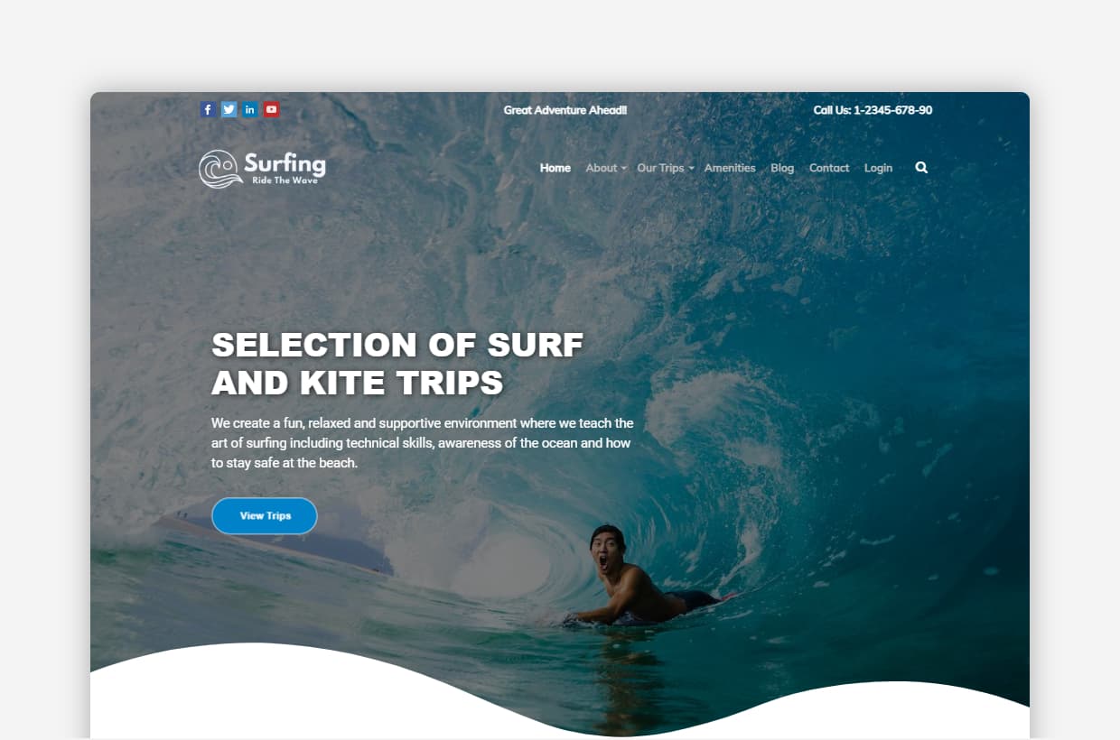 Surfing WordPress Theme - Adventure Tours and Travel Theme