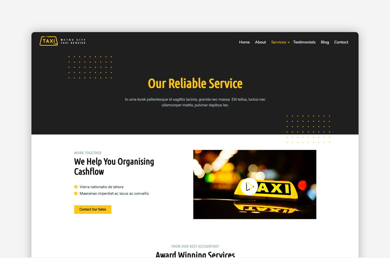 premium cab services wordpress template