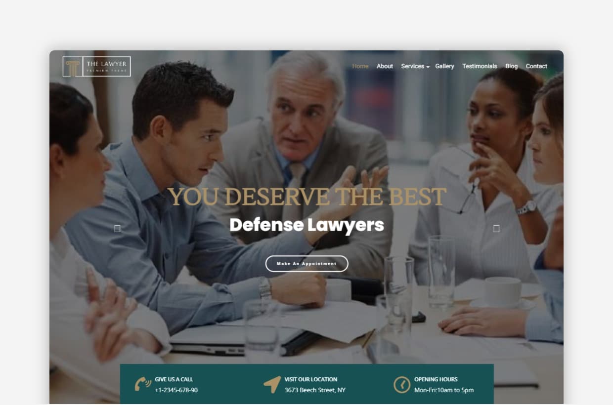 The Lawyer WordPress Theme - Website Template For Lawyers and Attorneys