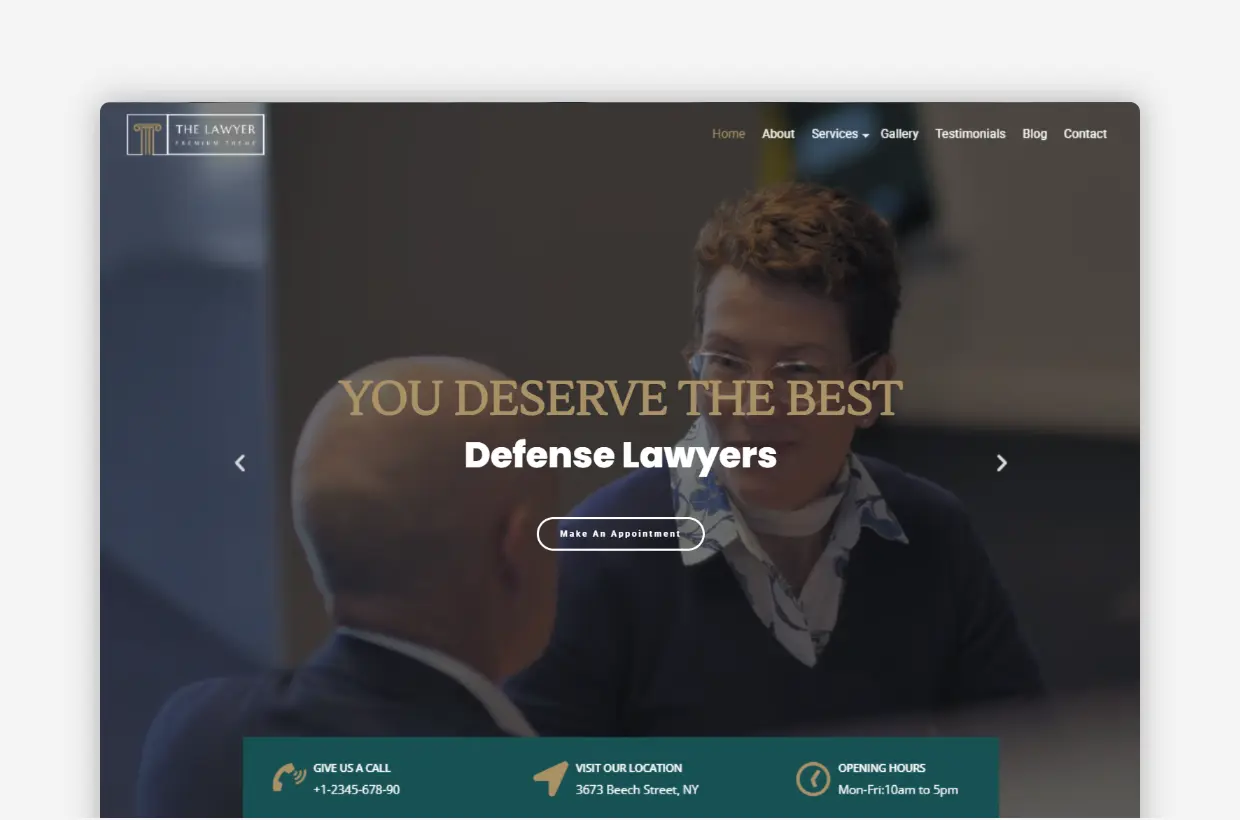The Lawyer WordPress Theme - Website Template For Lawyers and Attorneys