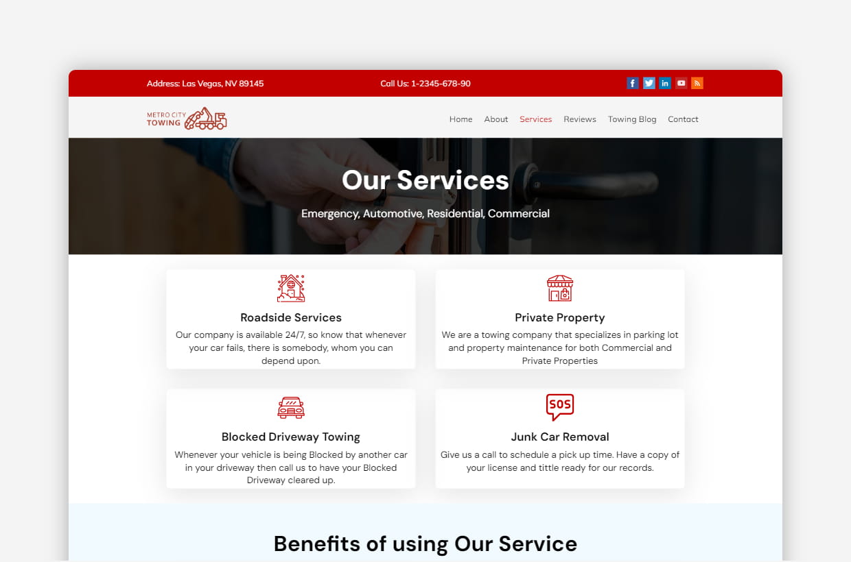 premium towing company wordpress template